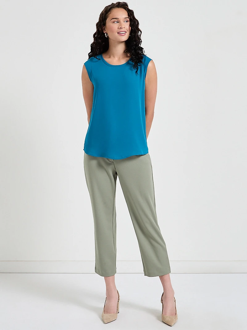 2-Layer Cap Sleeve Blouse Pastel Blue Floral