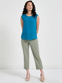 2-Layer Cap Sleeve Blouse Pastel Blue Floral