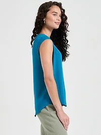 2-Layer Cap Sleeve Blouse Pastel Blue Floral