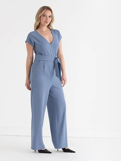 Infinity Blue Venus Wide-Leg Jumpsuit Iconic Crepe
