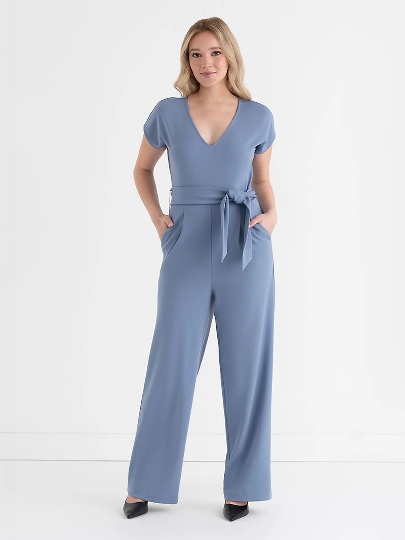 Infinity Blue Venus Wide-Leg Jumpsuit Iconic Crepe