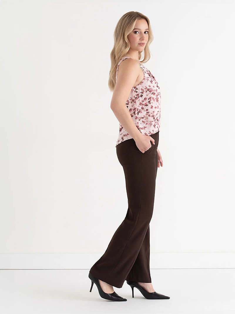 Romantic Pink Petal Paulina Pleat Neck Sleeveless Blouse