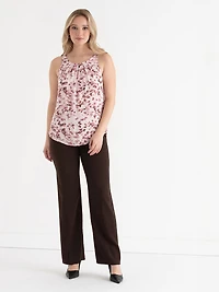 Romantic Pink Petal Paulina Pleat Neck Sleeveless Blouse