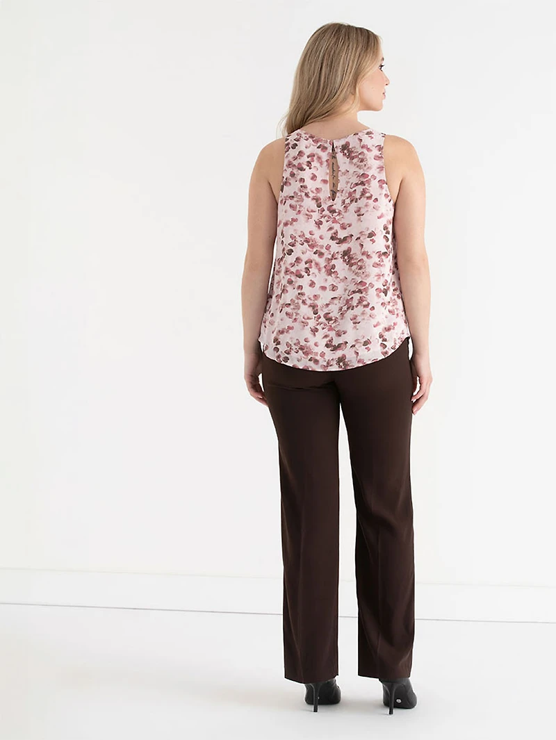 Romantic Pink Petal Paulina Pleat Neck Sleeveless Blouse