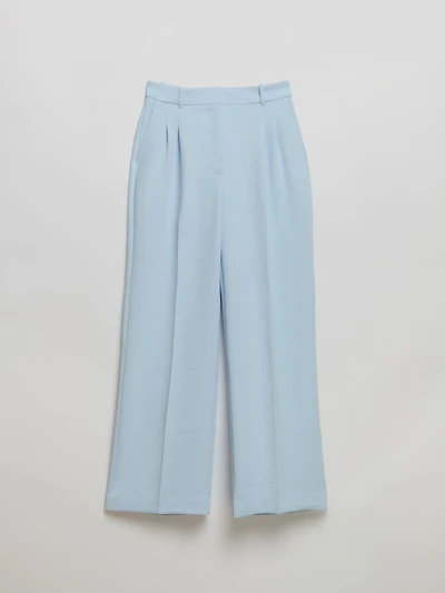Kentucky Blue Maxwell Pleated Wide Leg Crepe Pant