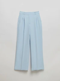 Kentucky Blue Maxwell Pleated Wide Leg Crepe Pant