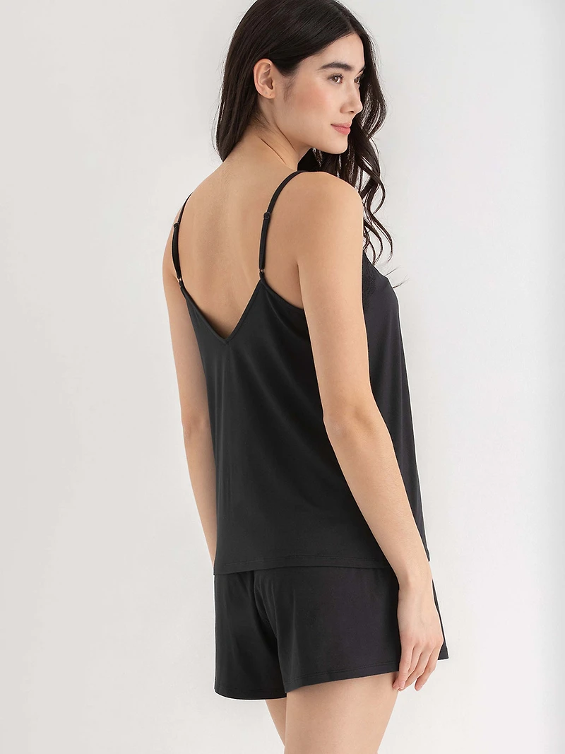 Black Lace Trim Cami & Shorts Sleep Set