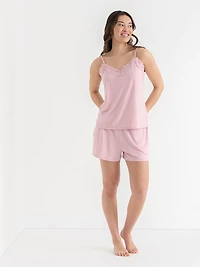 Bleached Mauve Lace Trim Cami & Shorts Sleep Set