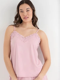 Bleached Mauve Lace Trim Cami & Shorts Sleep Set