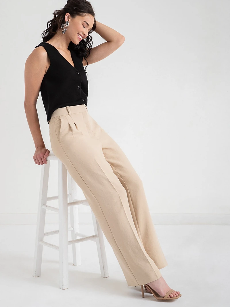 White Maxwell Pleated Wide Leg Pant