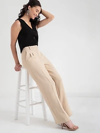 White Maxwell Pleated Wide Leg Pant