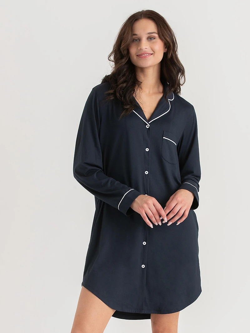 Goji Berry Hearts Long Sleeve Button-Down Sleep Shirt