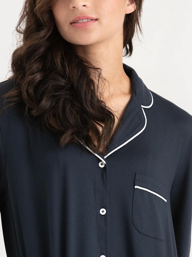 Goji Berry Hearts Long Sleeve Button-Down Sleep Shirt