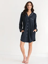 Goji Berry Hearts Long Sleeve Button-Down Sleep Shirt