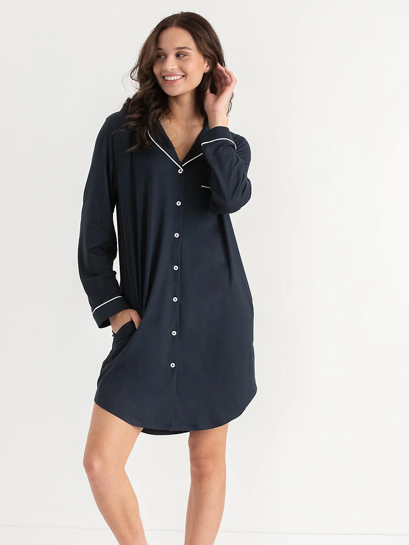 Goji Berry Hearts Long Sleeve Button-Down Sleep Shirt