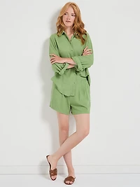 Wavy Stripe Long Sleeve Linen Shirt