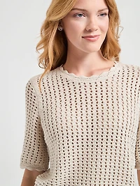 Jade Green Short Sleeve Cotton Stitch Pullover