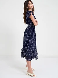 Pink A Boo Chiffon Handkerchief Hem Ruffle Dress