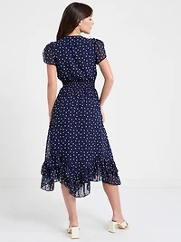 Pink A Boo Chiffon Handkerchief Hem Ruffle Dress