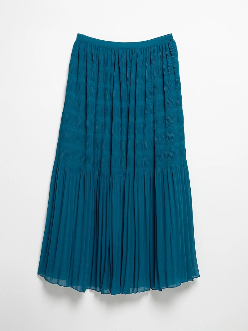 Lyons Blue Chiffon Micro Pleat Skirt