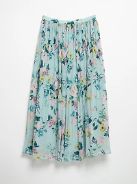 Blooming Floral Chiffon Micro Pleat Skirt