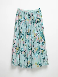 Blooming Floral Chiffon Micro Pleat Skirt