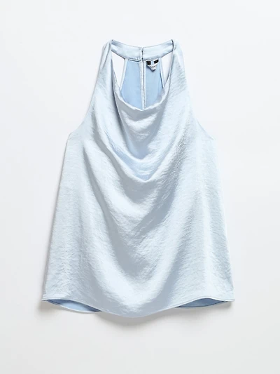 Kentucky Blue Satin Tank Blouse