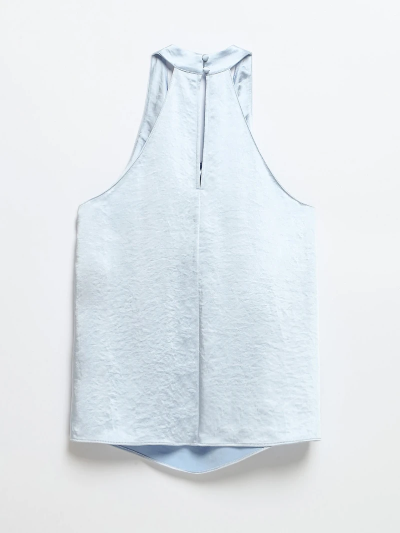 Kentucky Blue Satin Tank Blouse