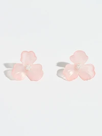 Tangerine Large Marble Flower Earrings