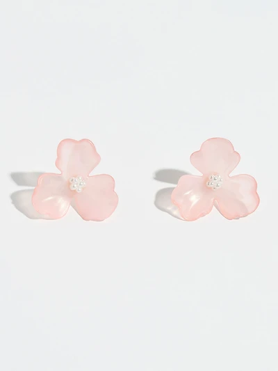 Tangerine Large Marble Flower Earrings