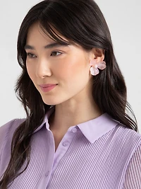 Tangerine Large Marble Flower Earrings