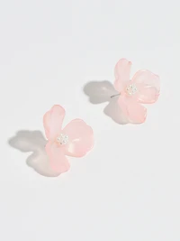 Tangerine Large Marble Flower Earrings