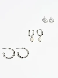 Petite Rhodium Earring Trio