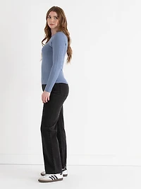 Infinity Blue Crew Neck Rib Knit Sweater