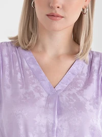 Pastel Lilac Flutter Sleeve V-Neck Blouse