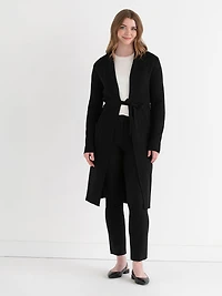 Black Long Cardigan with Tie Belt