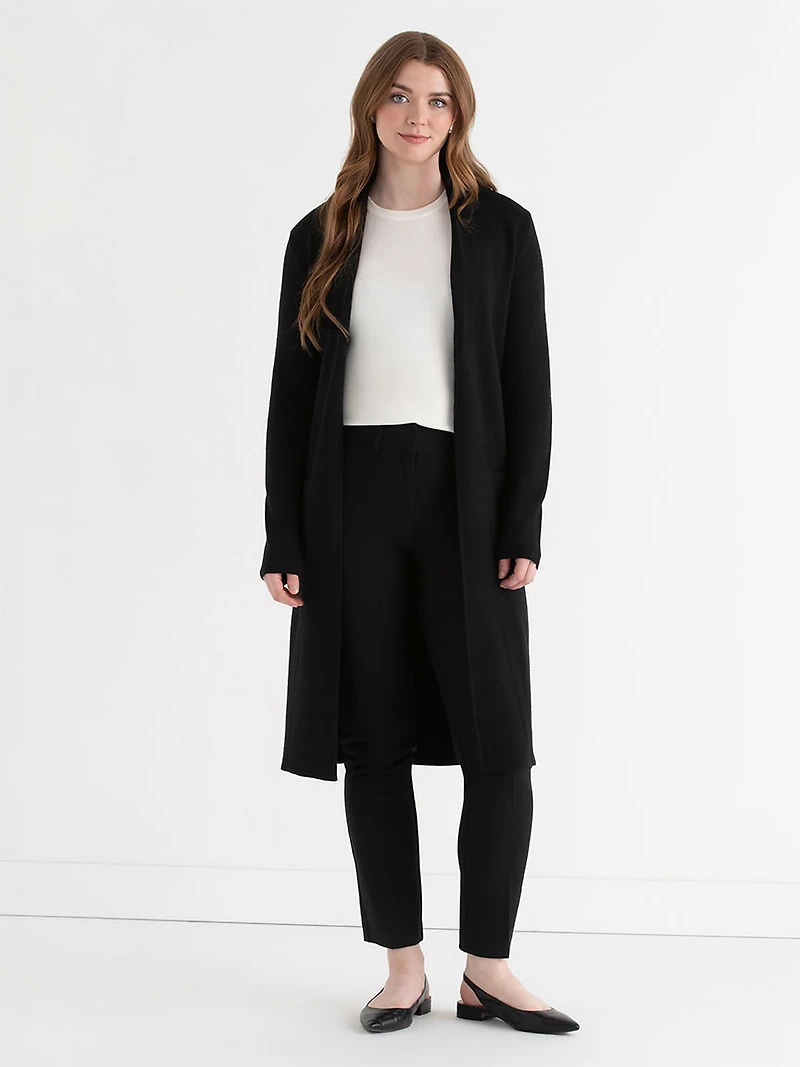 Black Long Cardigan with Tie Belt