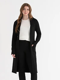 Black Long Cardigan with Tie Belt