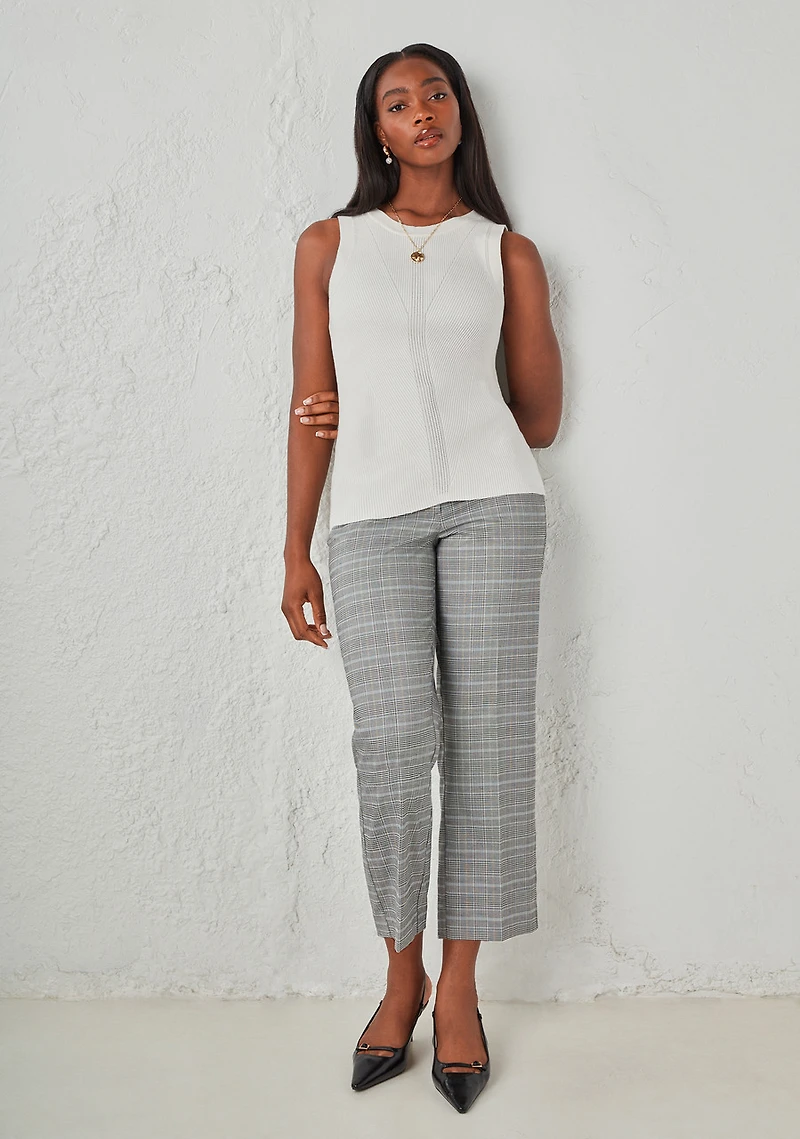 Crew Neck Ribbed Tank Ivory