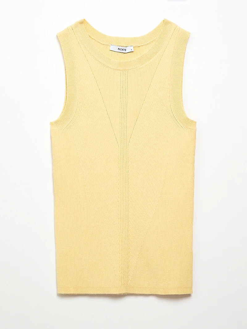 Crew Neck Ribbed Tank Soft Yellow