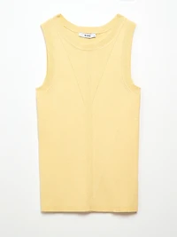 Crew Neck Ribbed Tank Soft Yellow