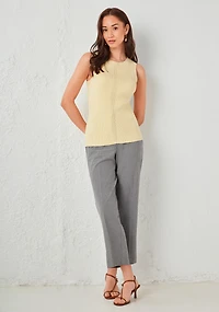 Crew Neck Ribbed Tank Soft Yellow