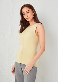 Crew Neck Ribbed Tank Soft Yellow