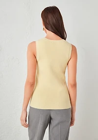 Crew Neck Ribbed Tank Soft Yellow