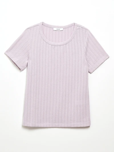 Short Sleeve Pointelle T-Shirt Lilac