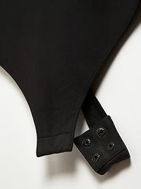 Short Sleeve Square Neck Bodysuit Black