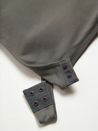Short Sleeve Square Neck Bodysuit Mid Grey