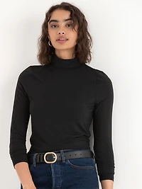 Black Modal Long Sleeve Turtleneck Shirt