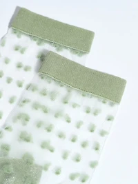 Laurel Green Sheer Dots Crew Socks
