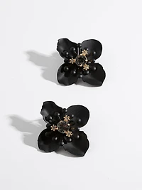 Black Matte Flower Earrings